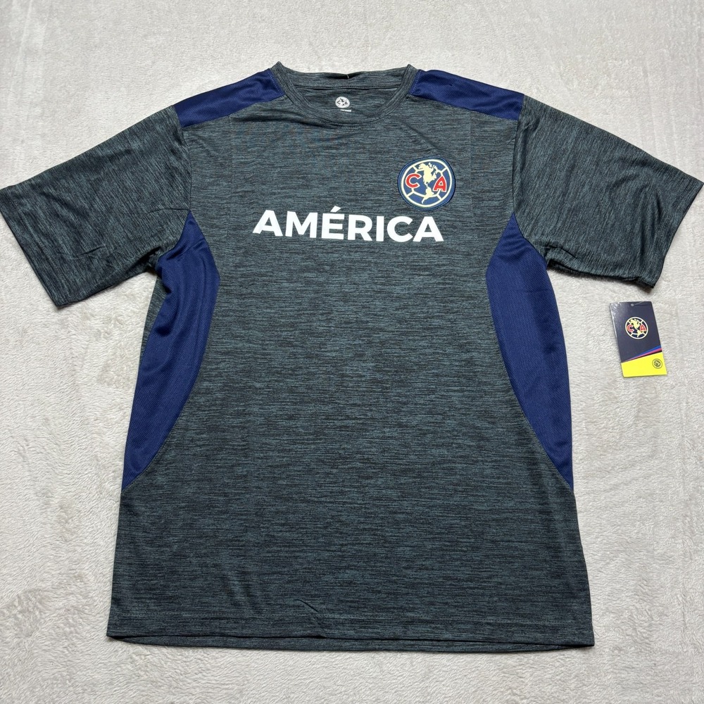 Club America Jersey Shirt Mens L Gray Space Dye Stretch Game Day Performance NWT